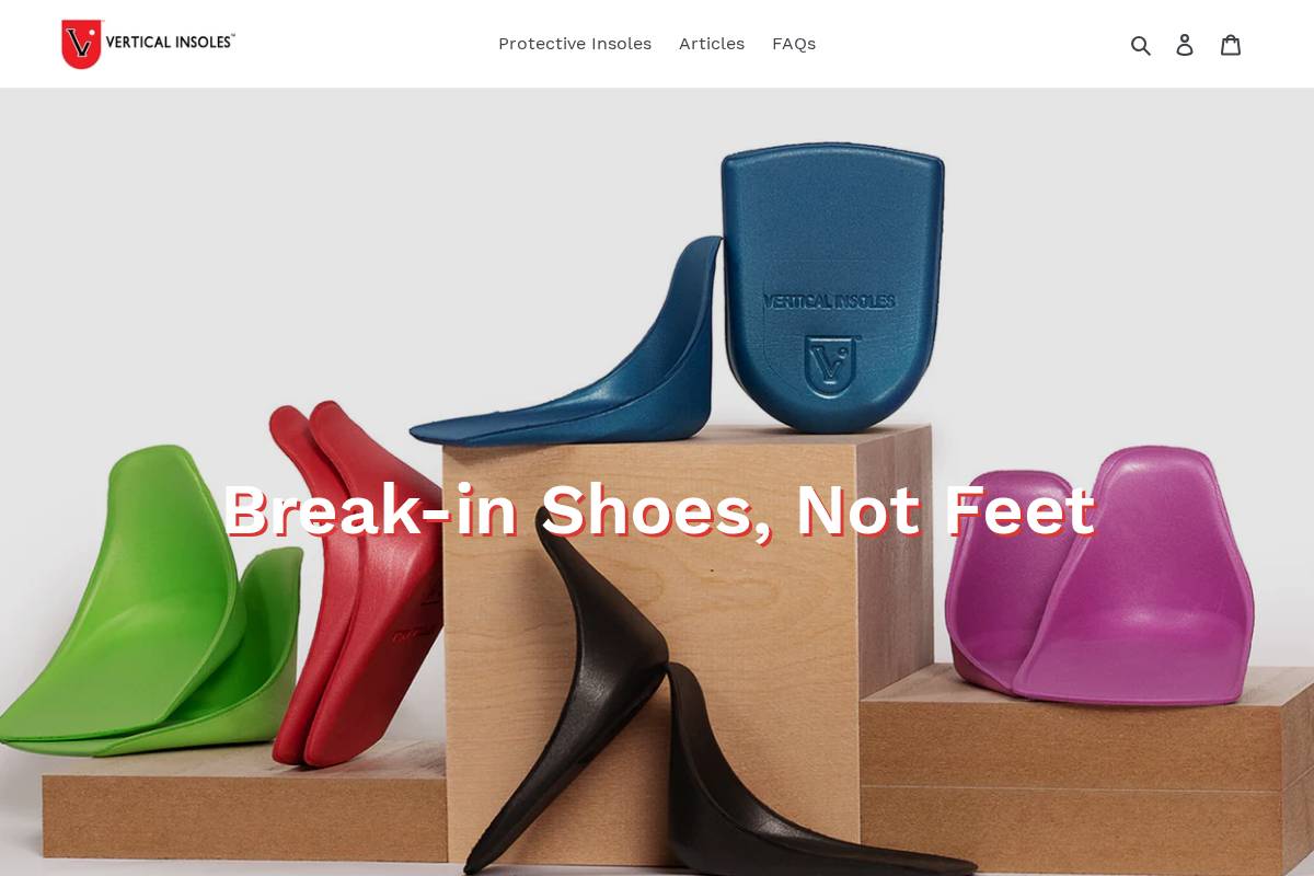 verticalinsoles.com homepage screenshot