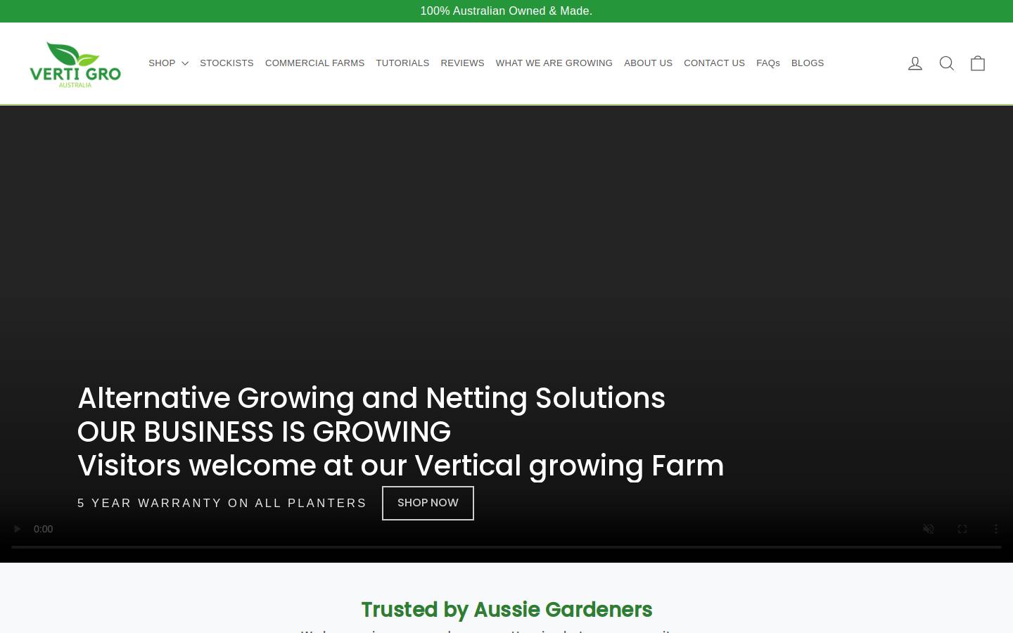 vertigroaustralia.com.au homepage screenshot
