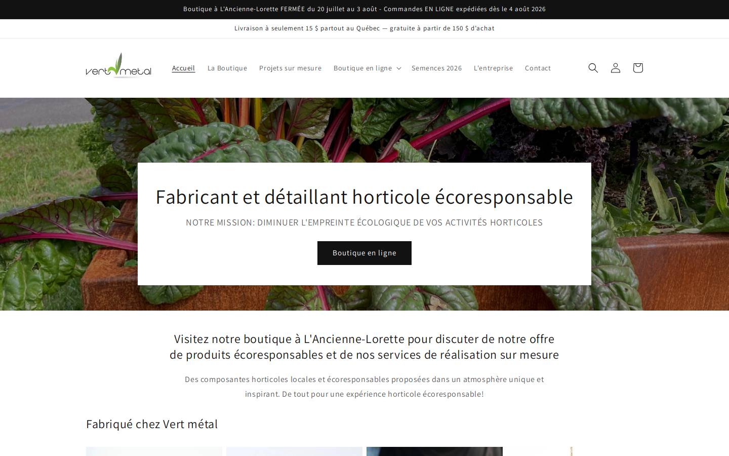 vertmetal.ca homepage screenshot