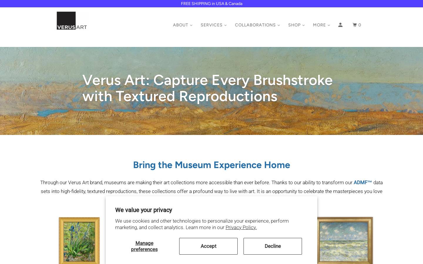 verusart.com homepage screenshot