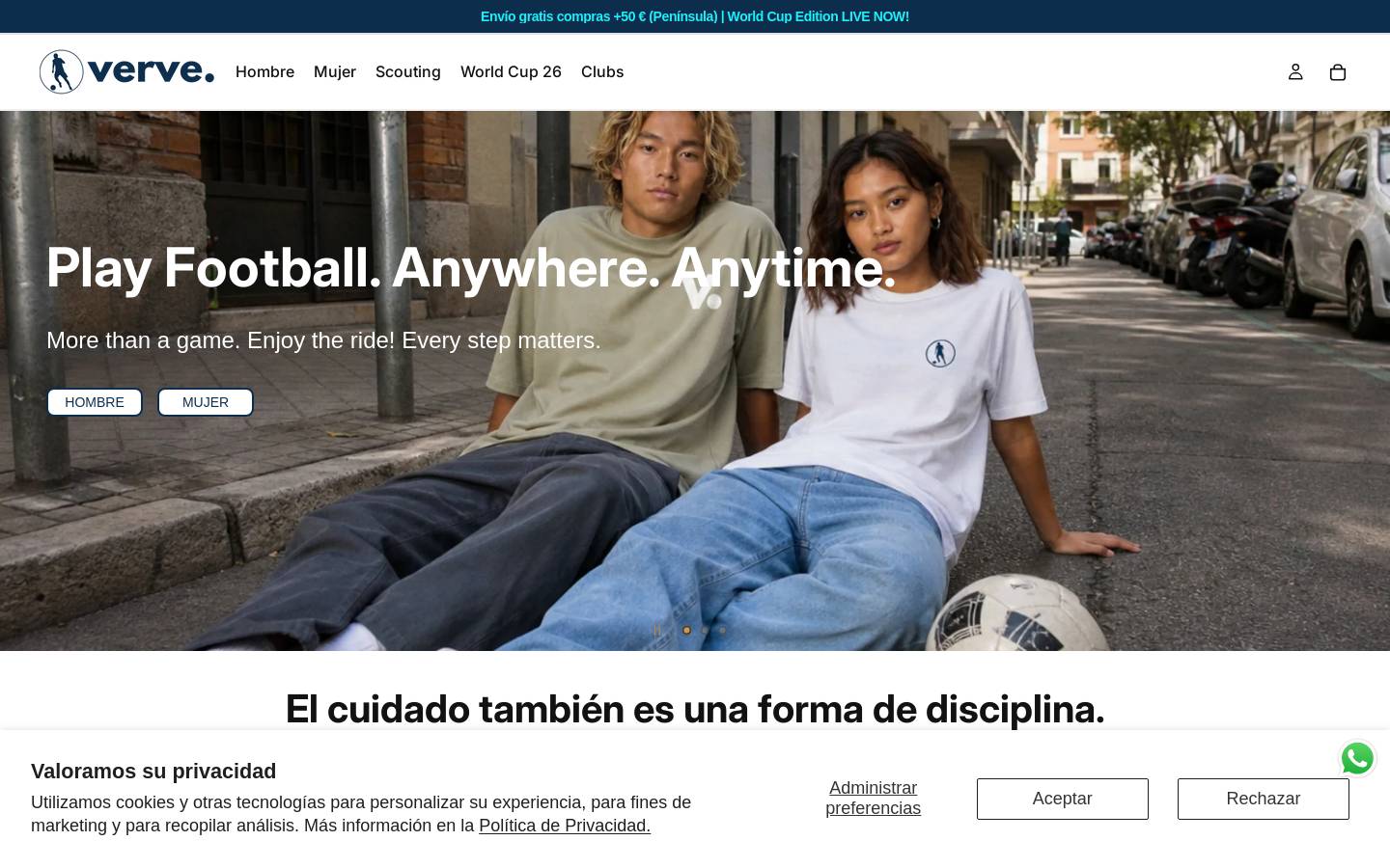 verveathletics.com homepage screenshot
