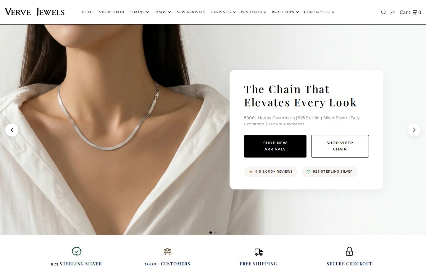 vervejewels.com homepage screenshot
