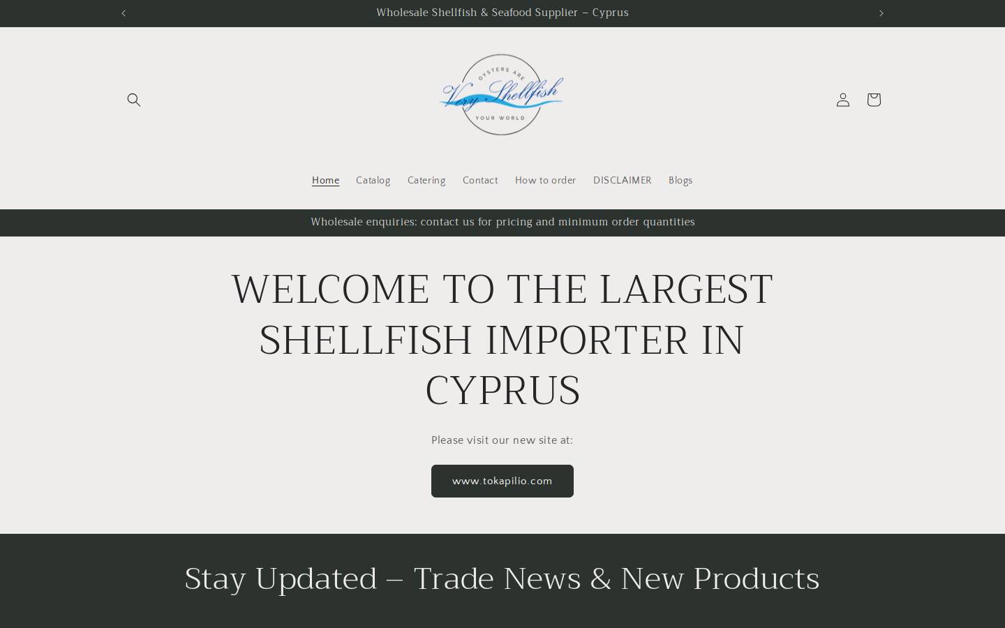very-shellfish.com homepage screenshot
