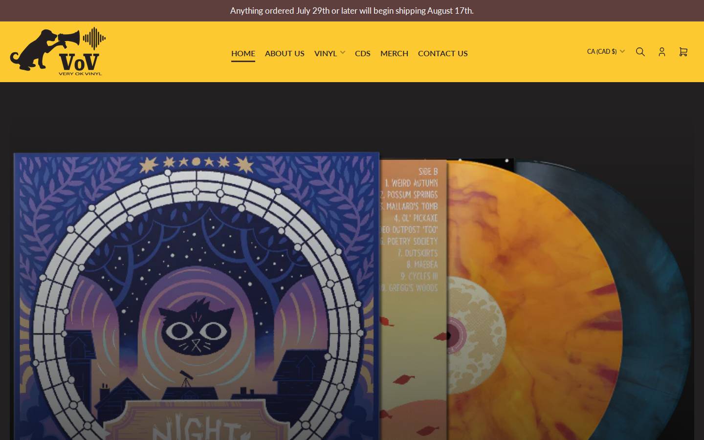 Veryokvinyl homepage screenshot