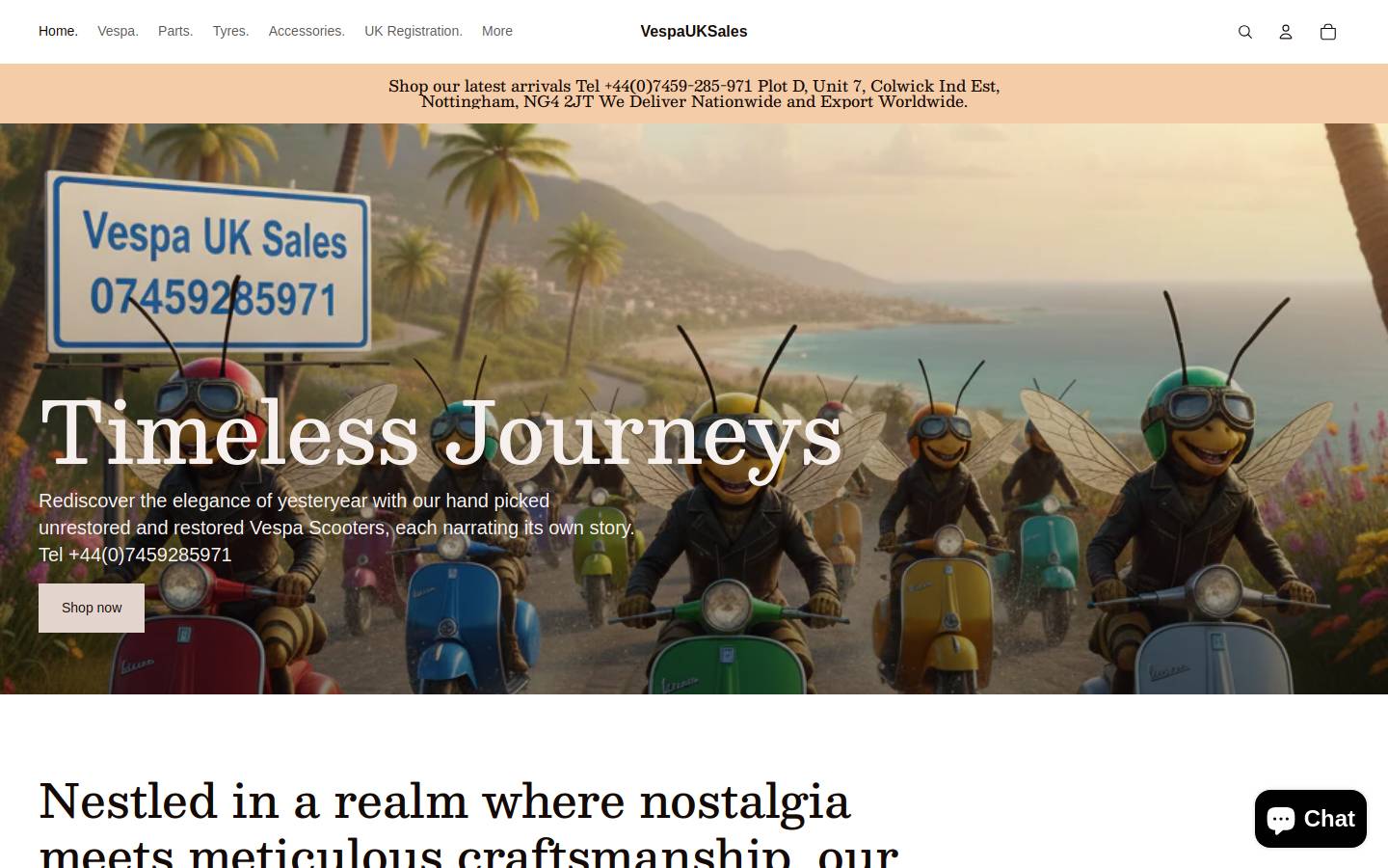 vespauksales.com homepage screenshot