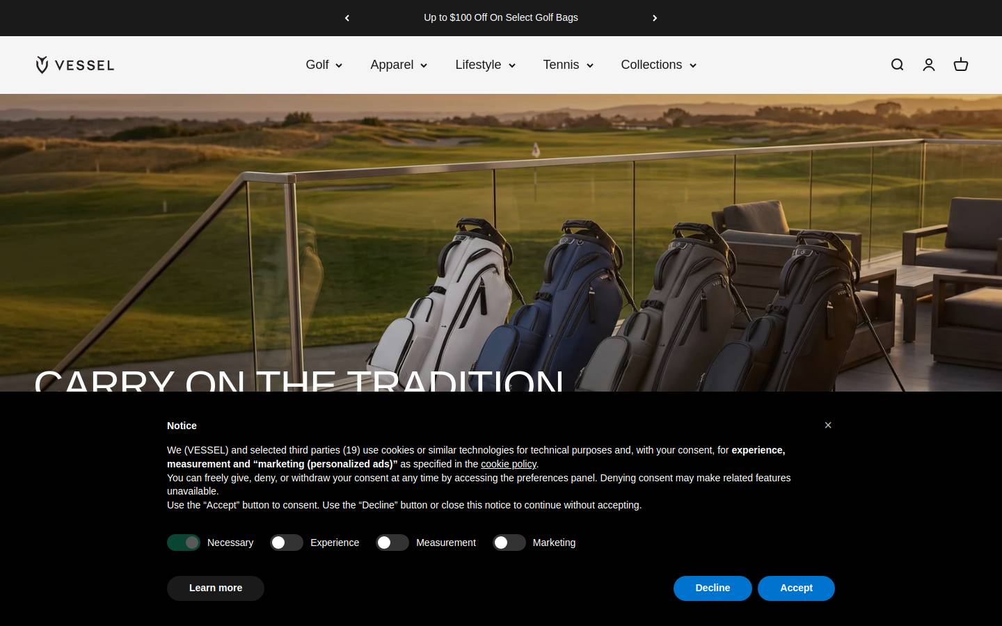 vesselbags.com homepage screenshot