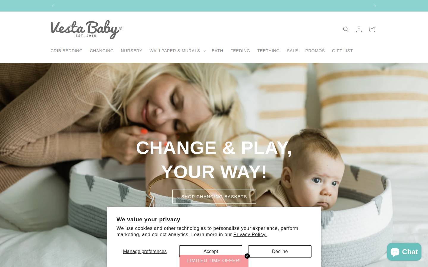 vestababy.com homepage screenshot