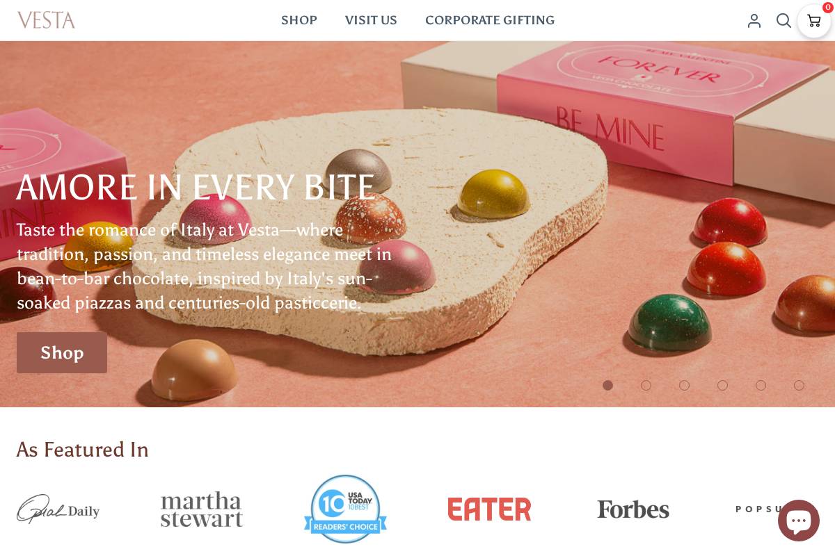 vestachocolate.com homepage screenshot