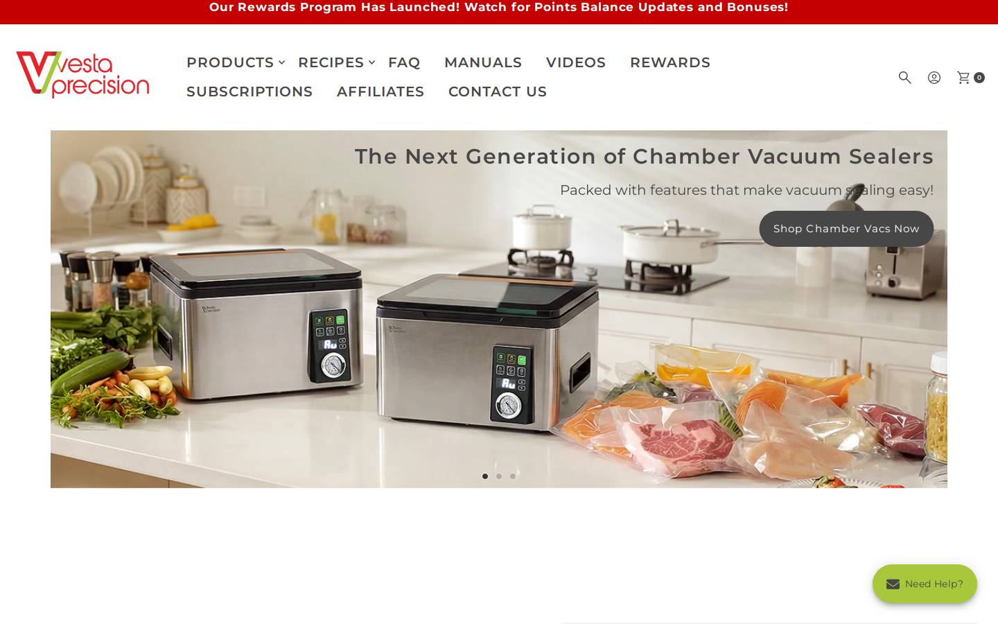 vestaprecision.com homepage screenshot