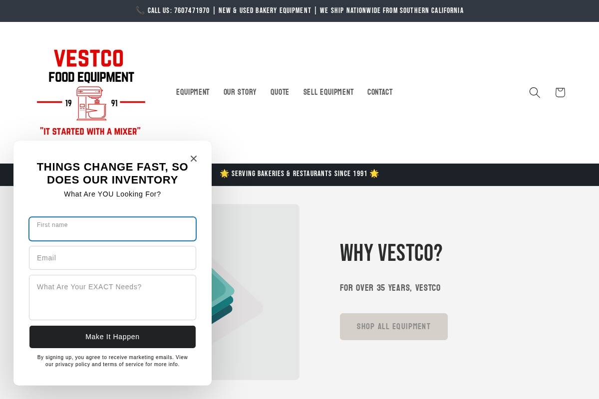 vestco.shop homepage screenshot