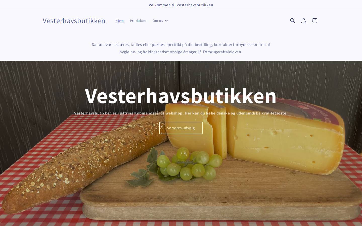 Vesterhavsbutikken homepage screenshot