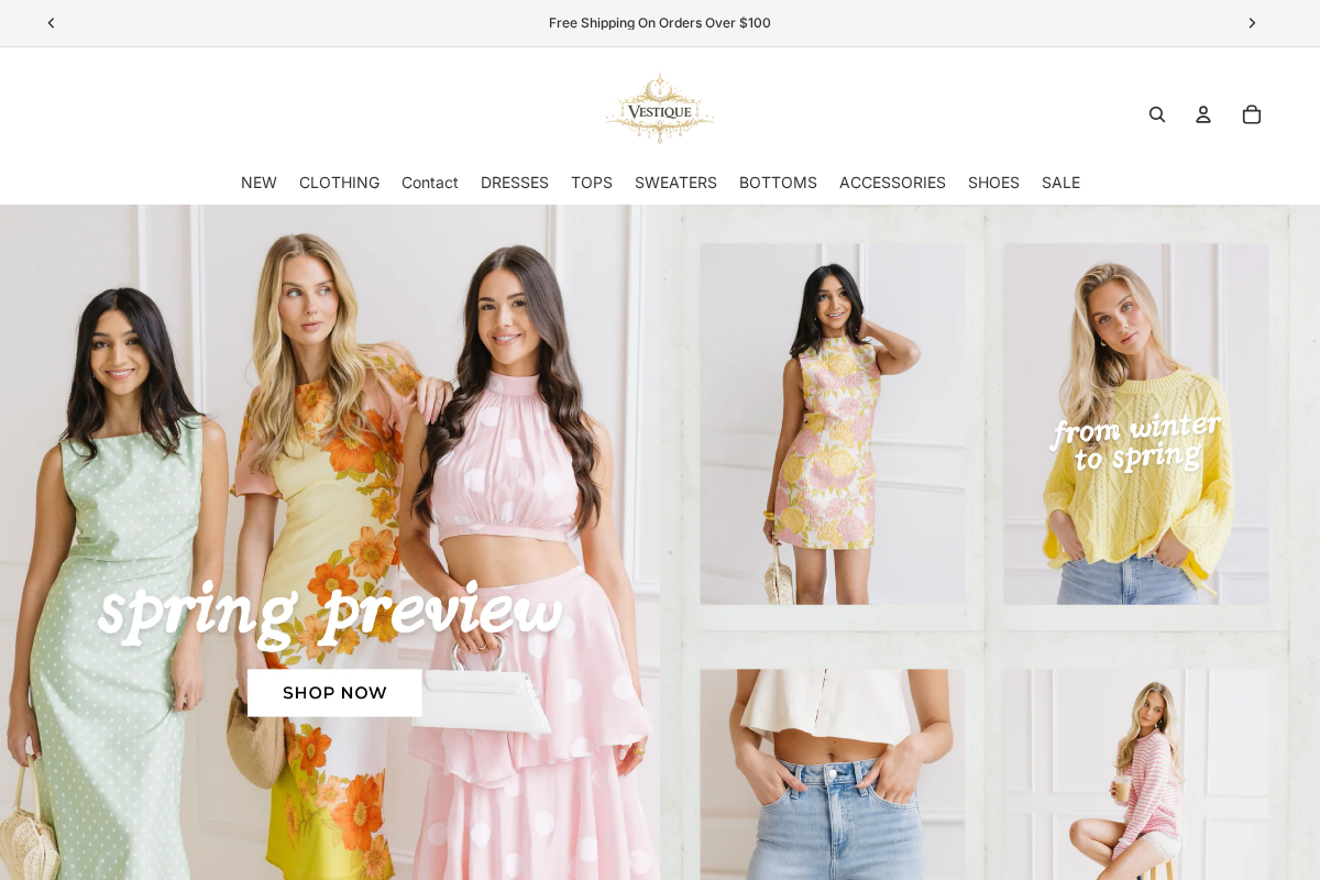 Vestique homepage screenshot