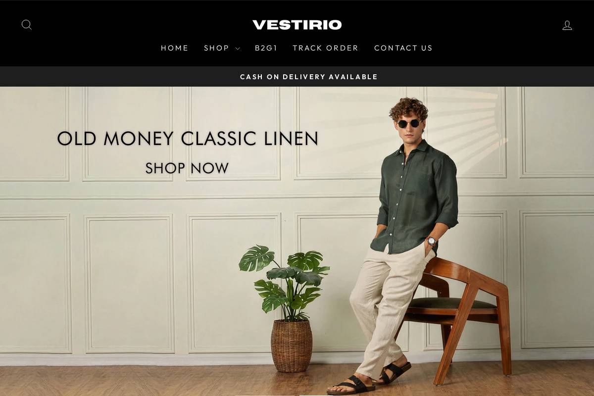 Vestirio homepage screenshot