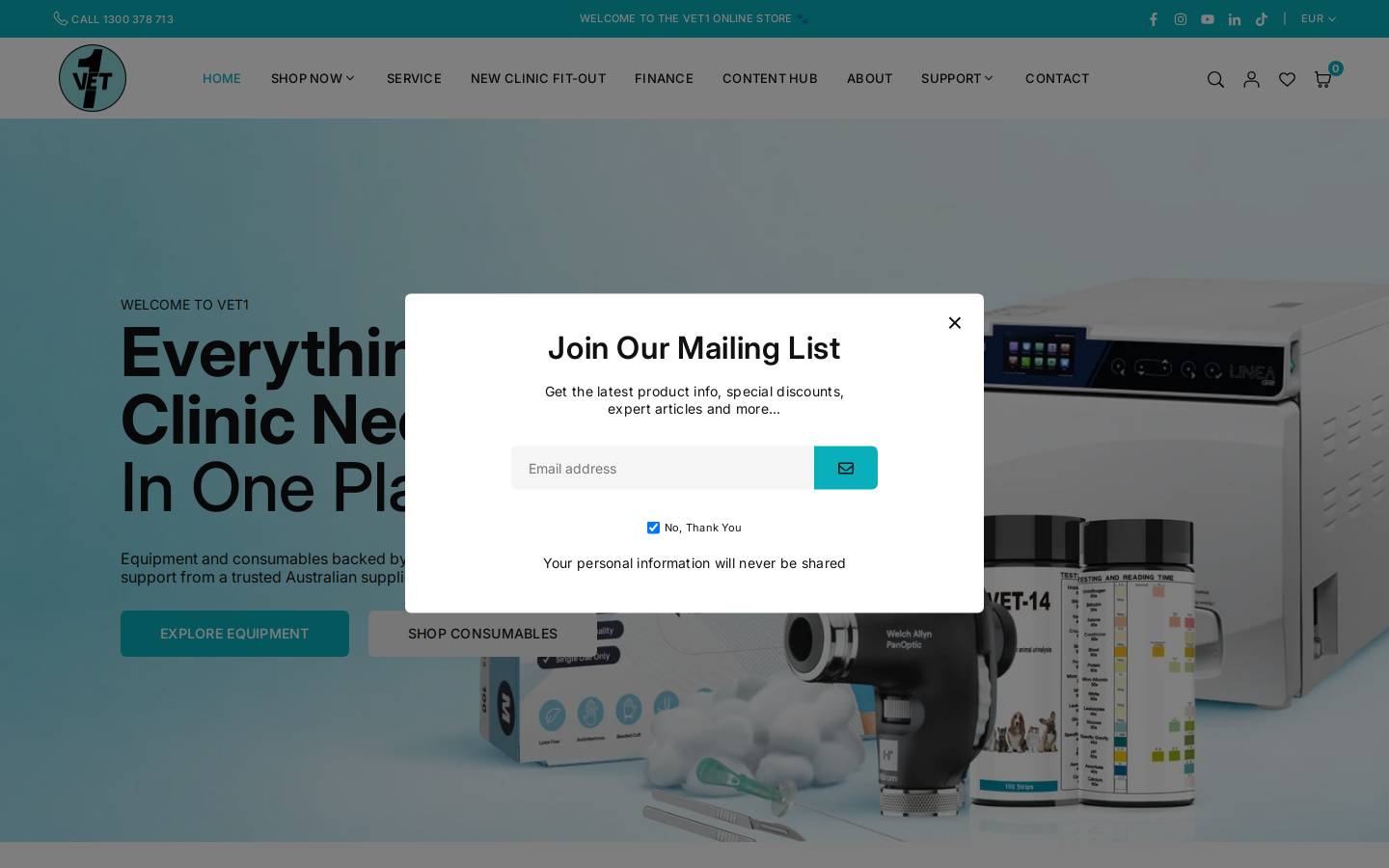 vet1.com.au homepage screenshot