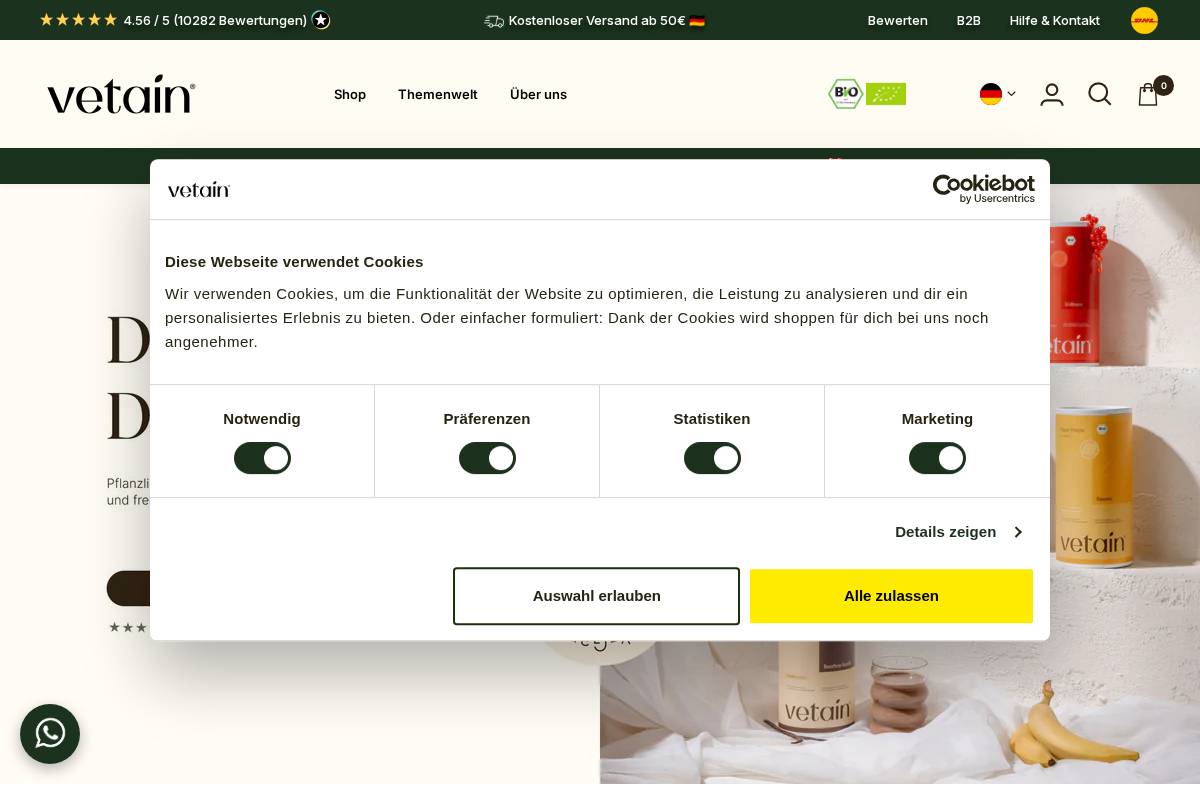 Vetain homepage screenshot