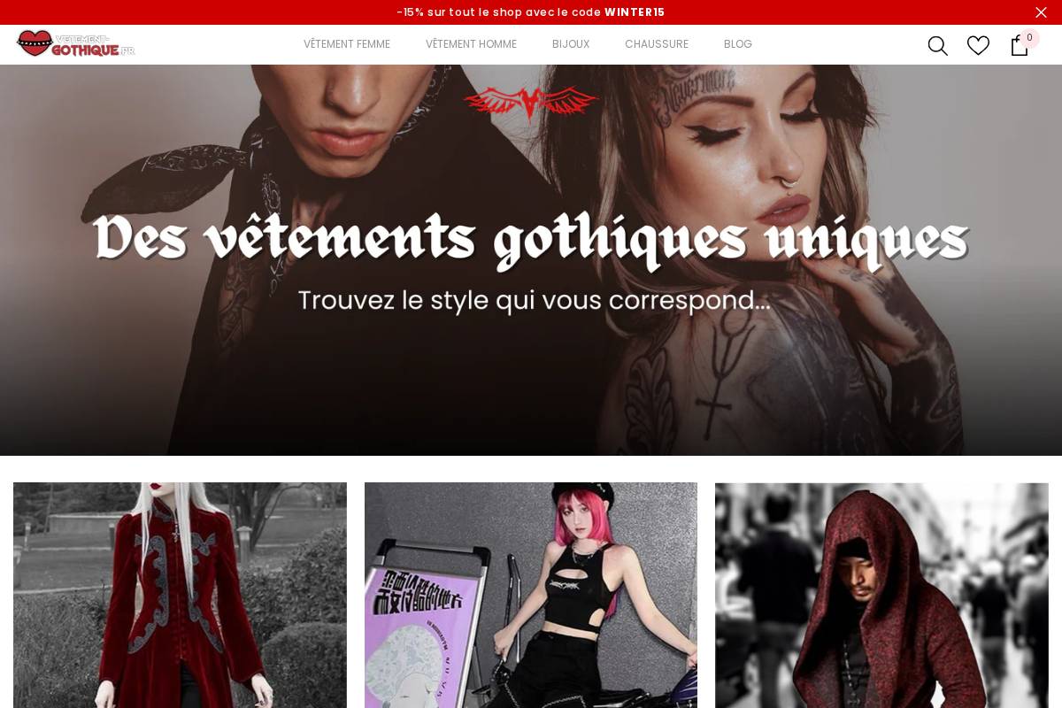 vetement-gothique.fr homepage screenshot