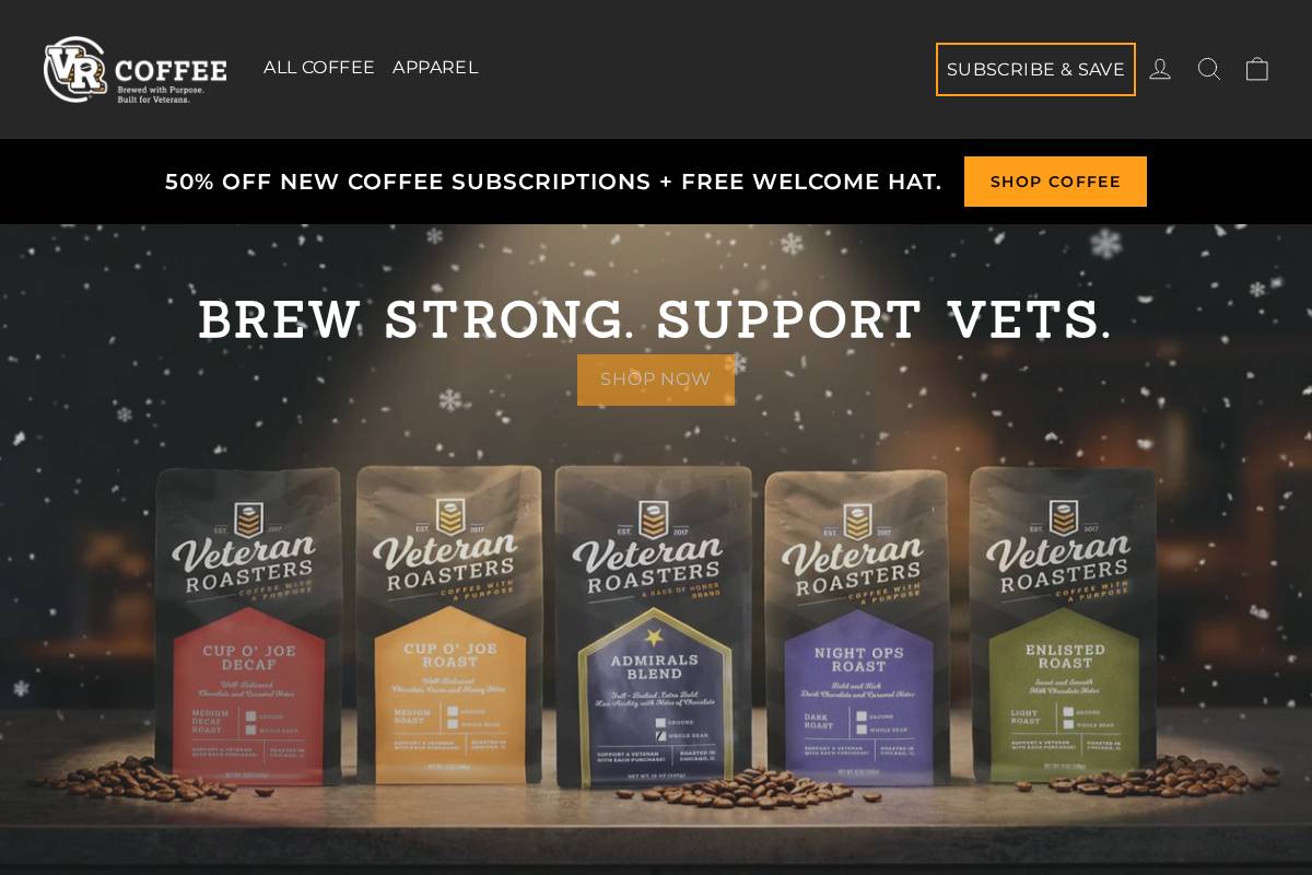 veteranroasters.com homepage screenshot