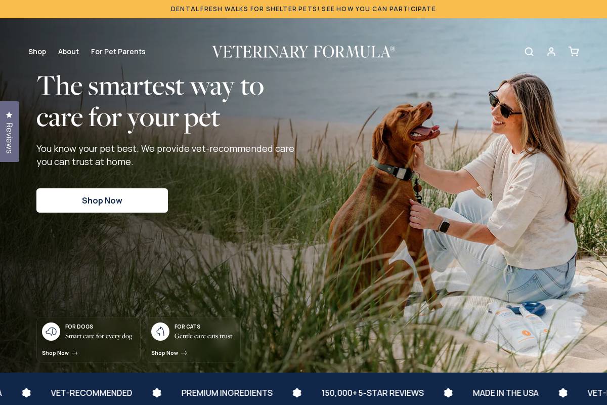 veterinaryformula.com homepage screenshot