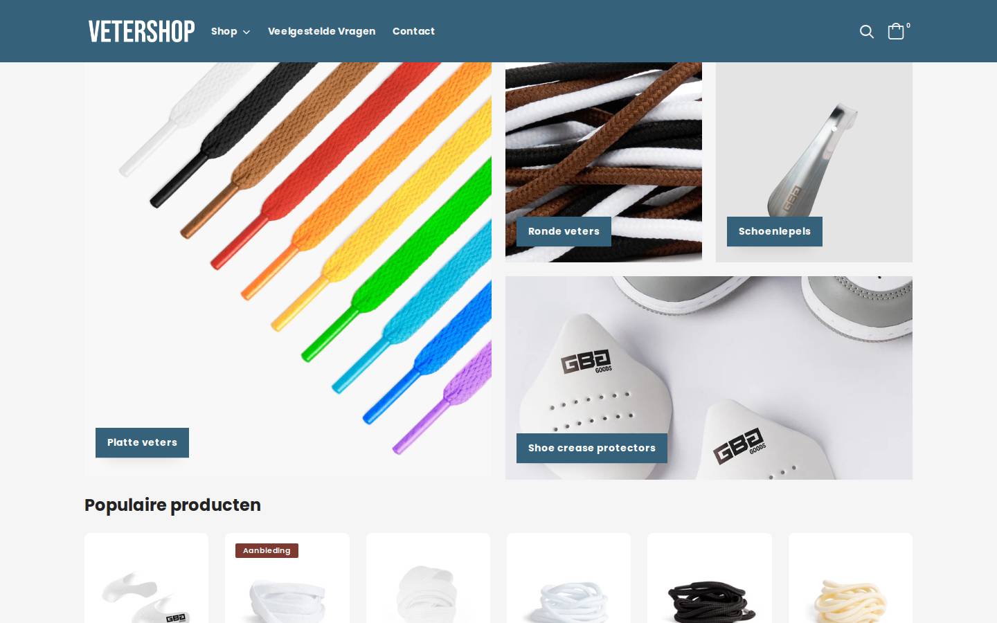 Vetershop - Veters webwinkel homepage screenshot