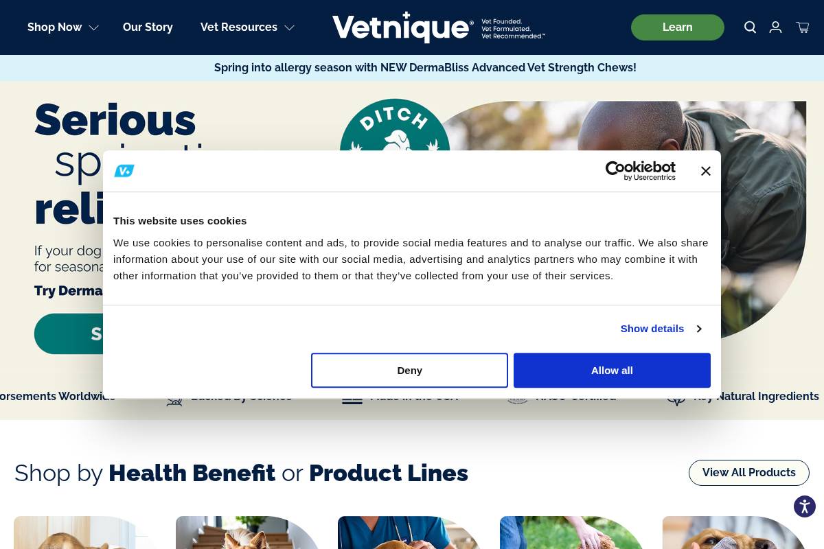 Vetnique homepage screenshot