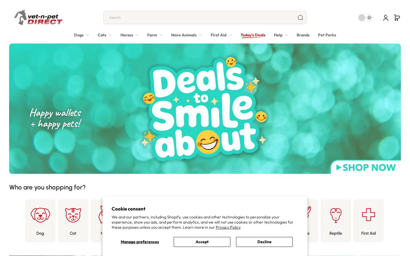 Vetnpetdirect homepage screenshot