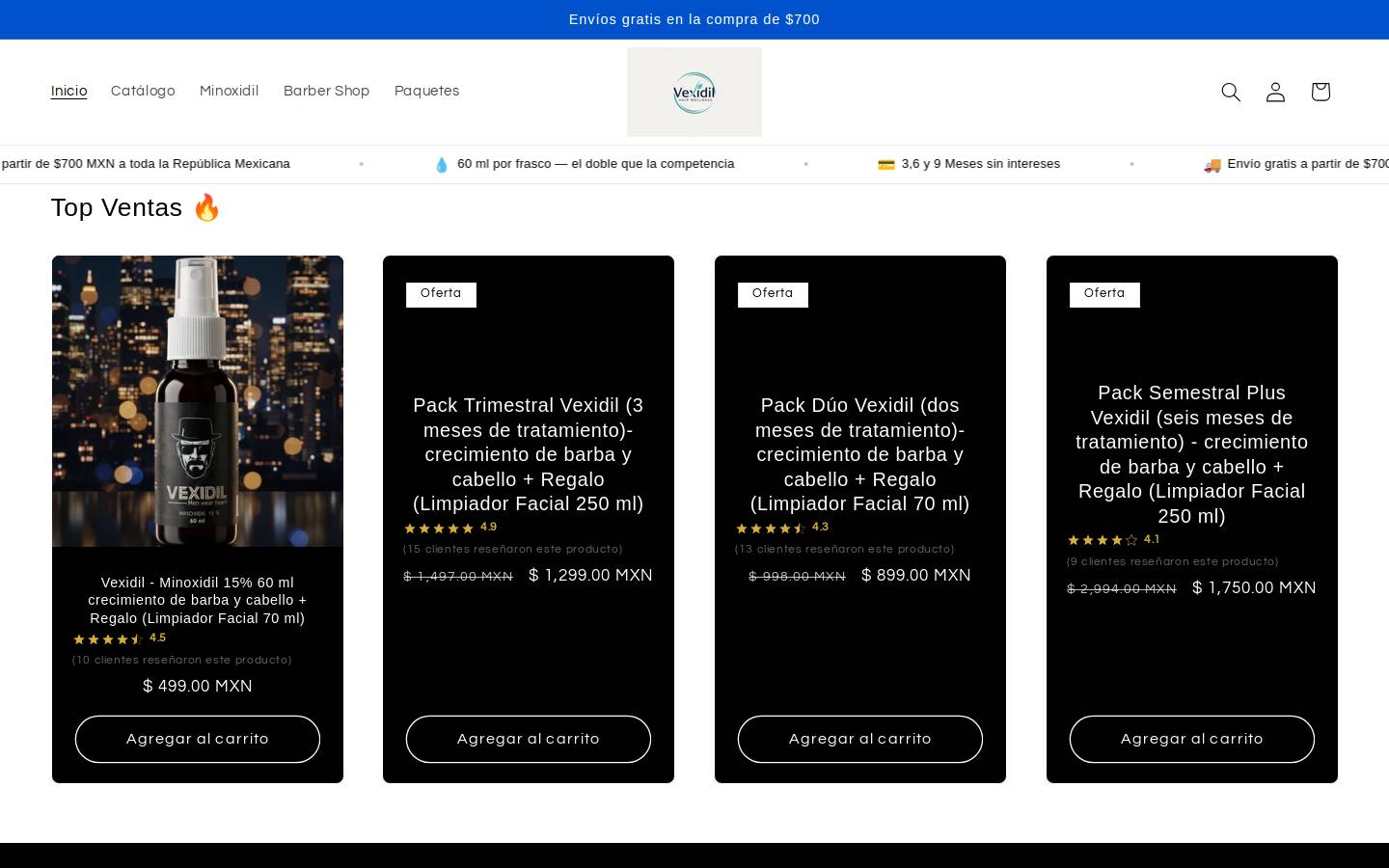vexidil.com homepage screenshot