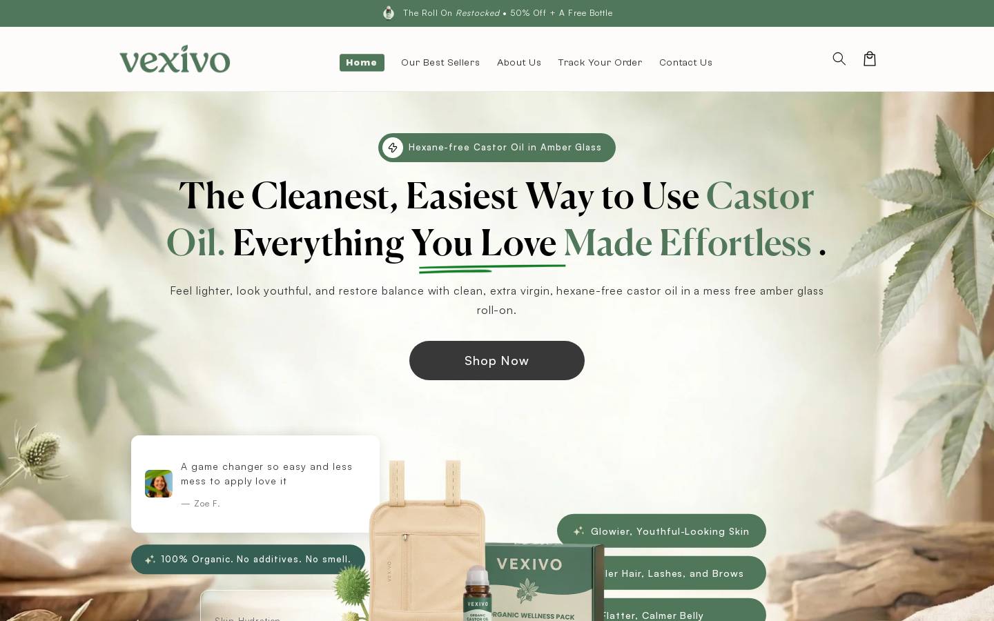 Vexivo homepage screenshot