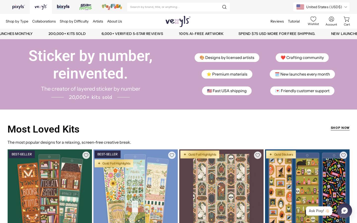 Vexyls homepage screenshot