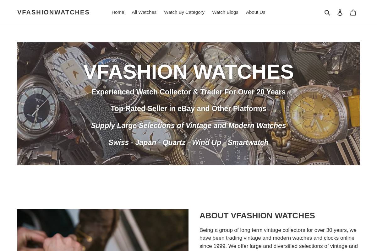 vfashionwatches.com homepage screenshot