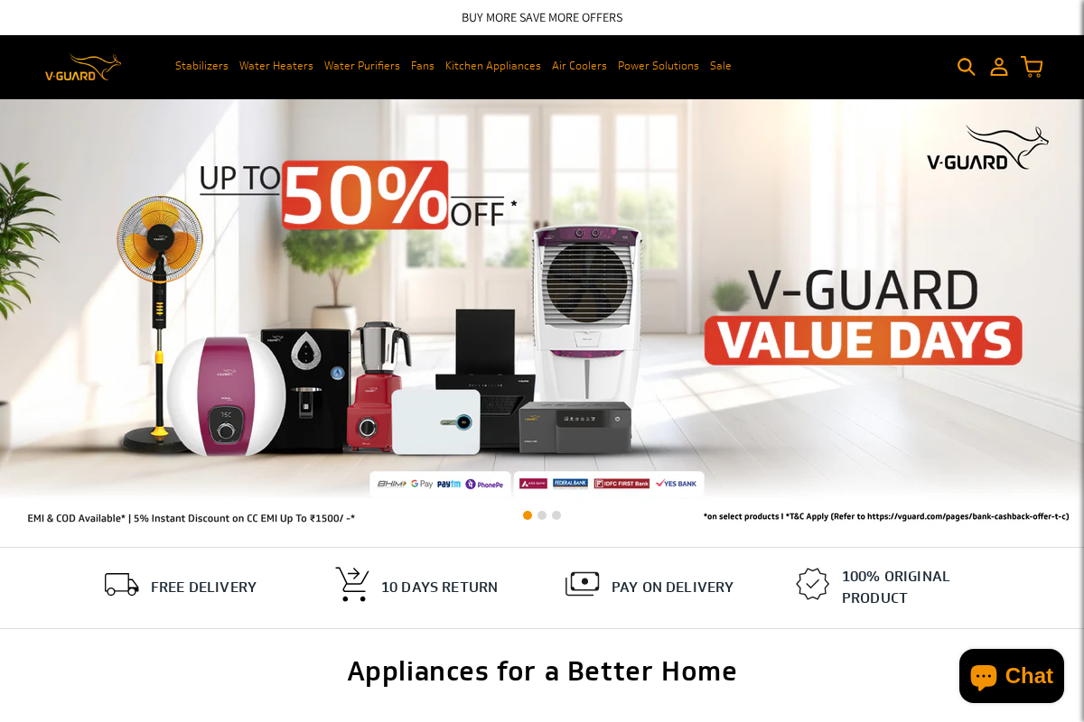 V-Guard Industries Limited homepage screenshot