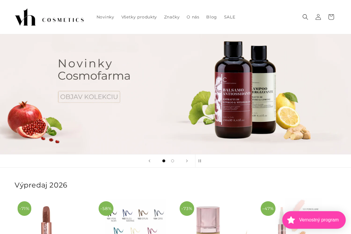 VH Cosmetics homepage screenshot