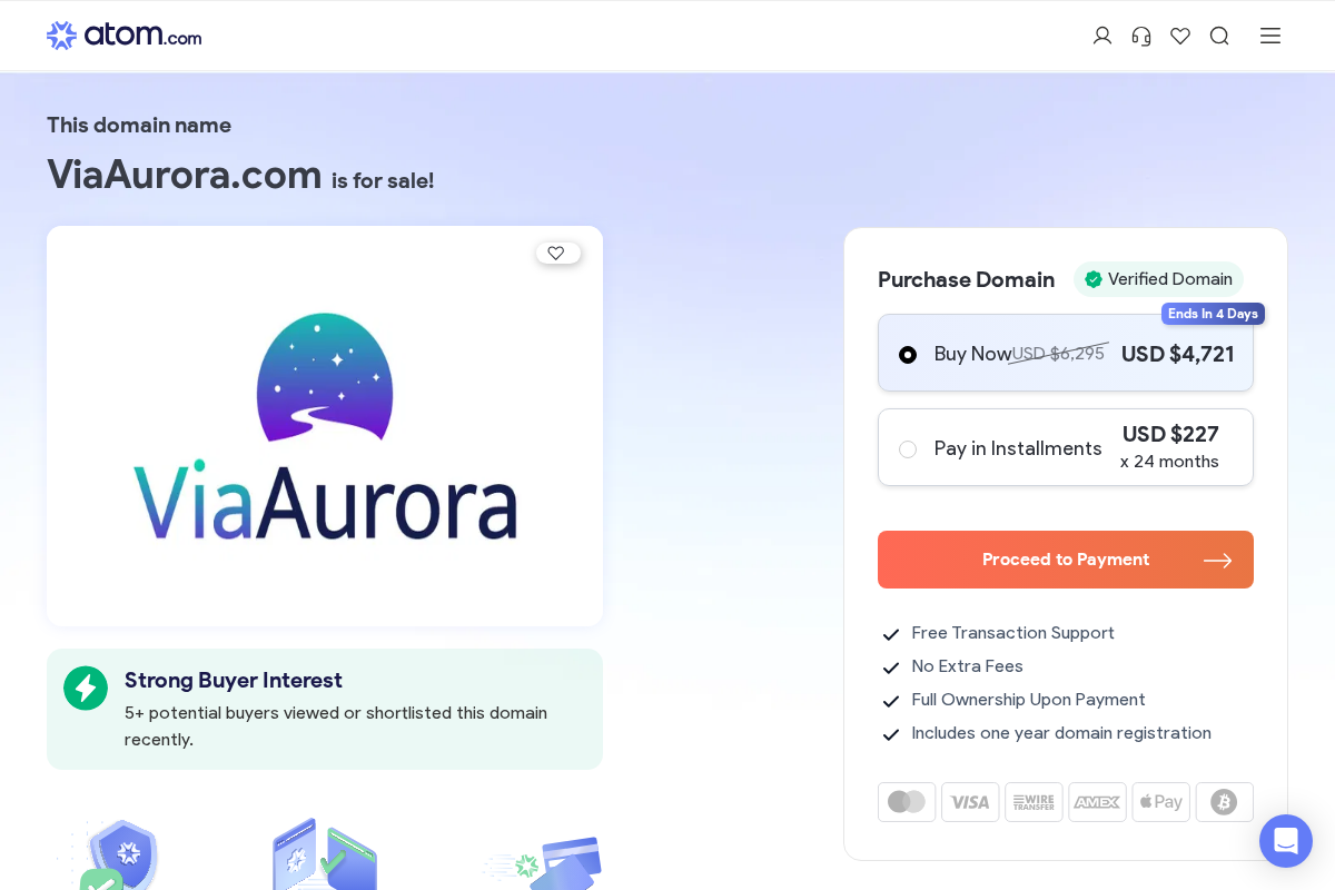 viaaurora.com homepage screenshot