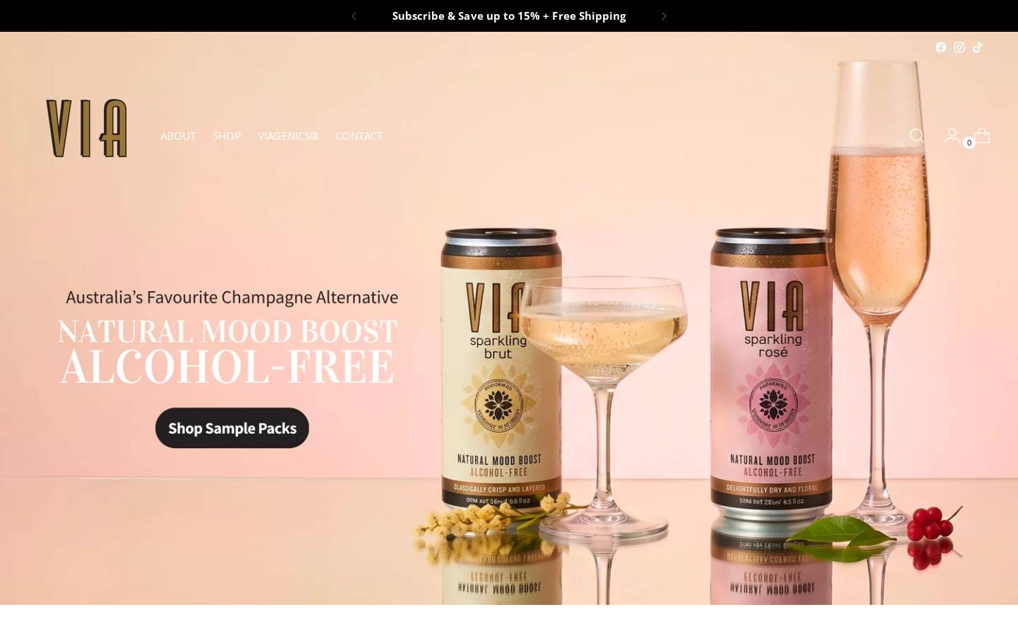 viadrinks.com homepage screenshot