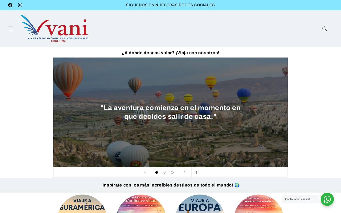 viajesvani.co homepage screenshot