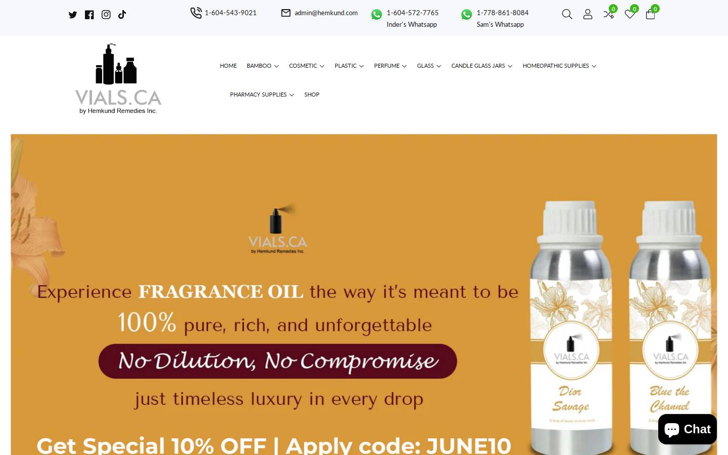 vials.ca homepage screenshot