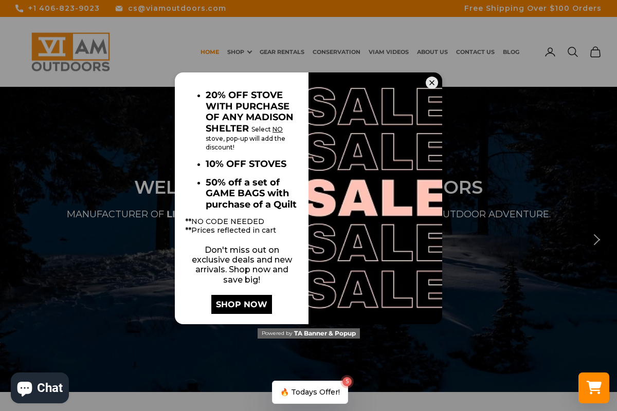 viamoutdoors.com homepage screenshot