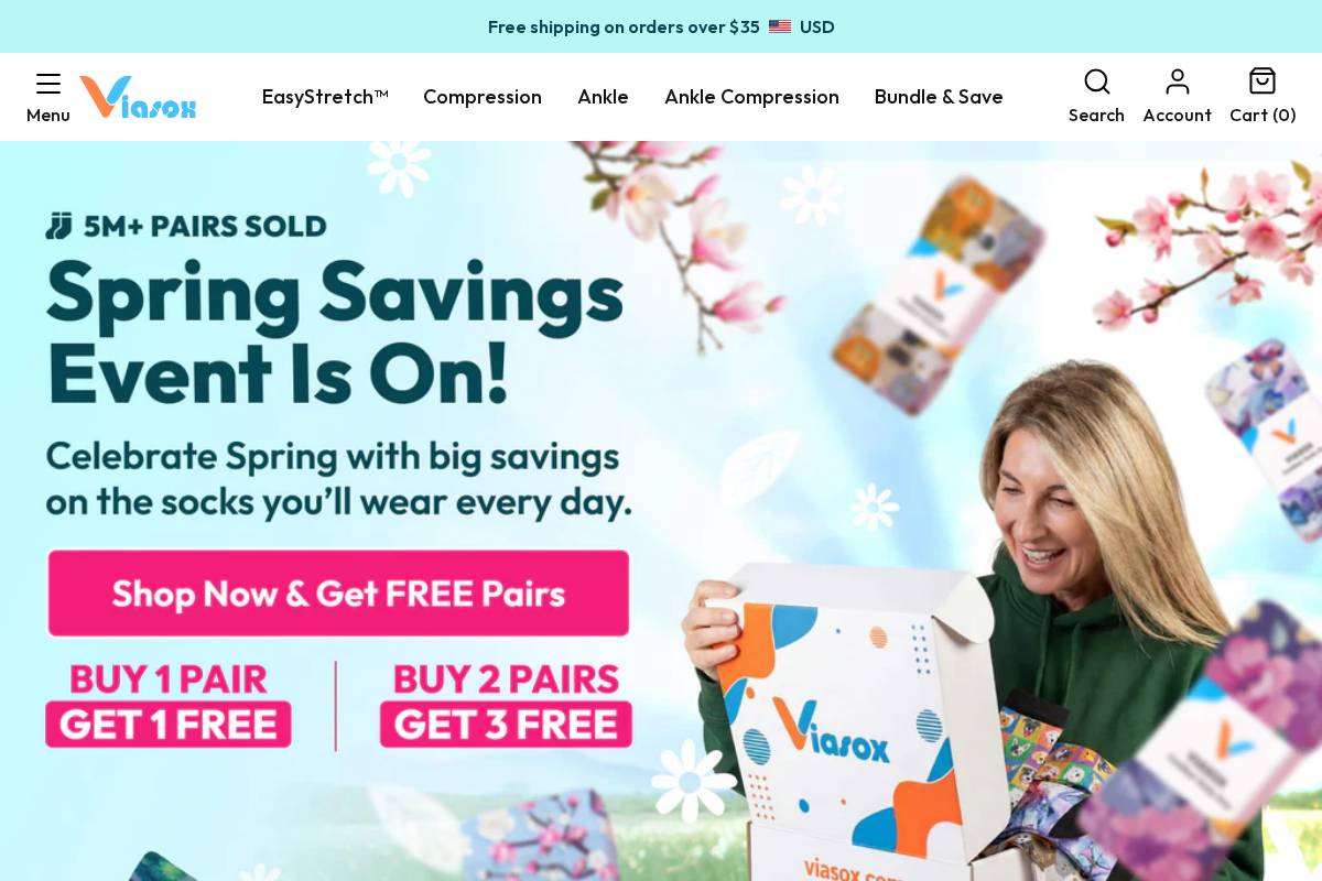 Viasox homepage screenshot