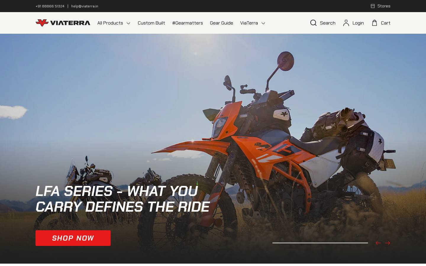 Viaterragear homepage screenshot