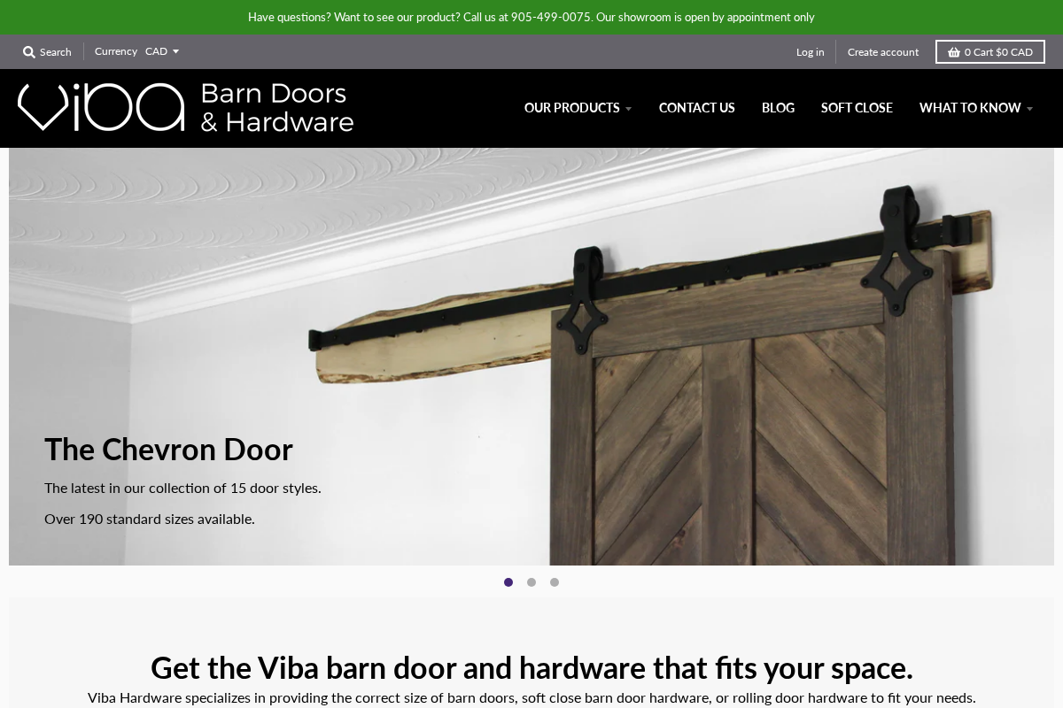Viba Barn Doors & Hardware homepage screenshot