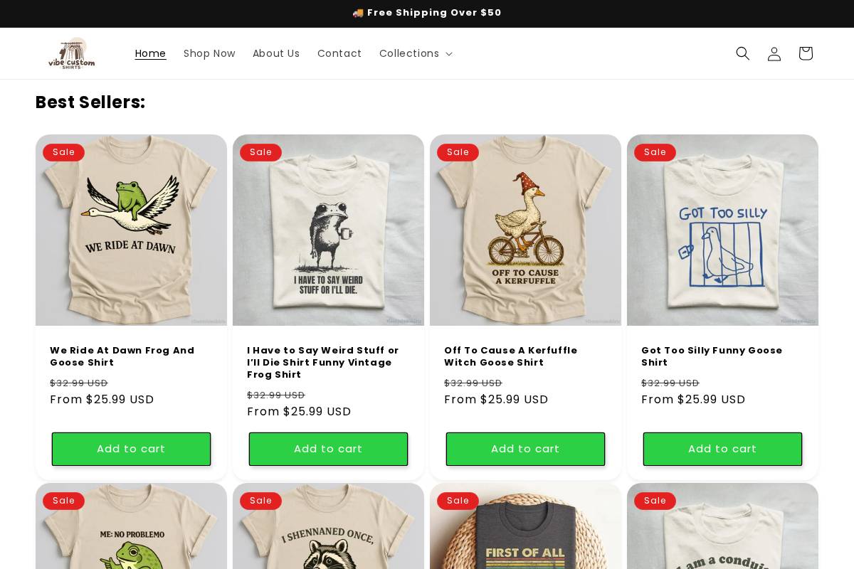 Vibecustomshirts homepage screenshot