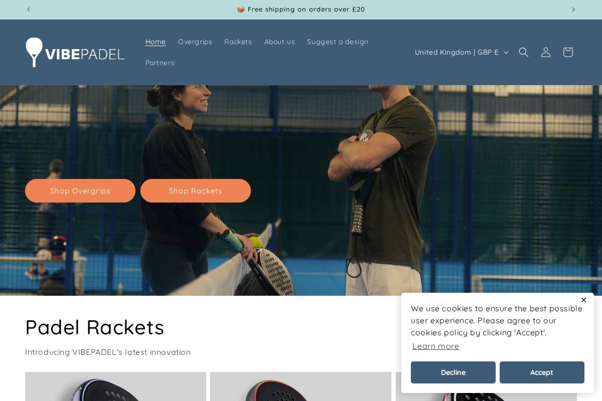 vibepadel.co homepage screenshot