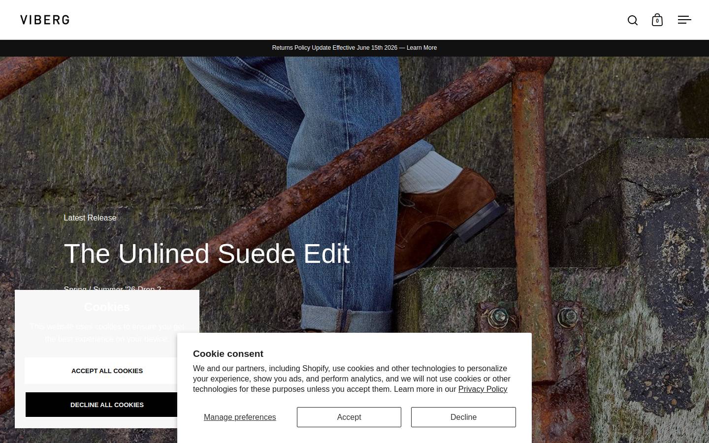 viberg.com homepage screenshot