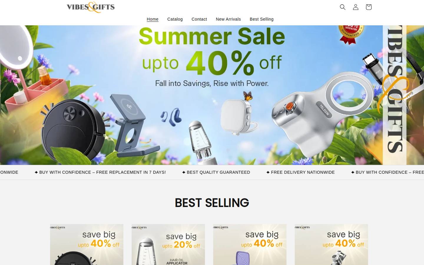 vibesandgifts.shop homepage screenshot