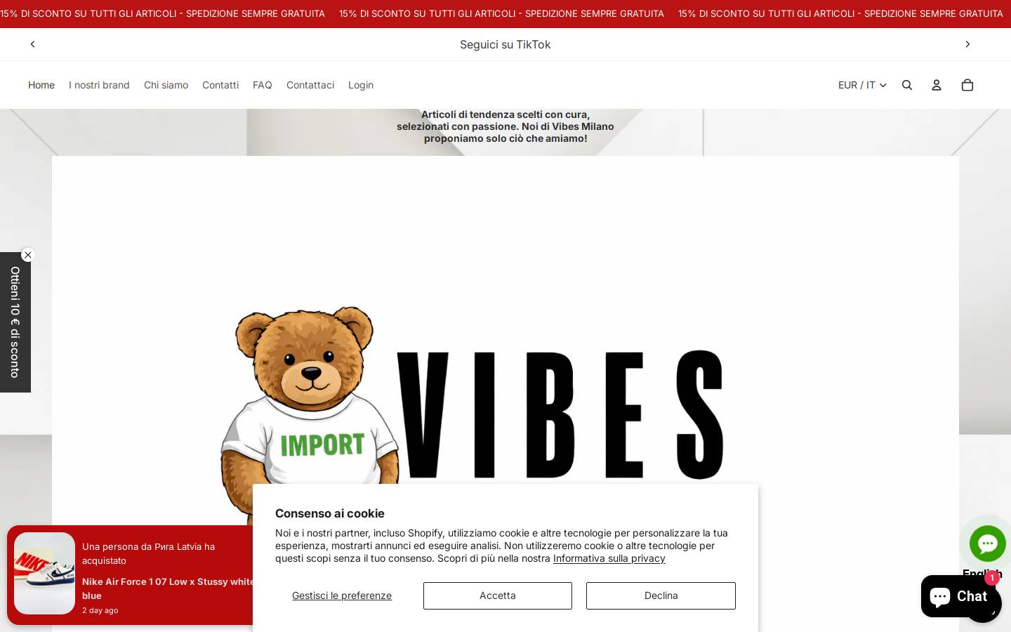Vibes Milano homepage screenshot