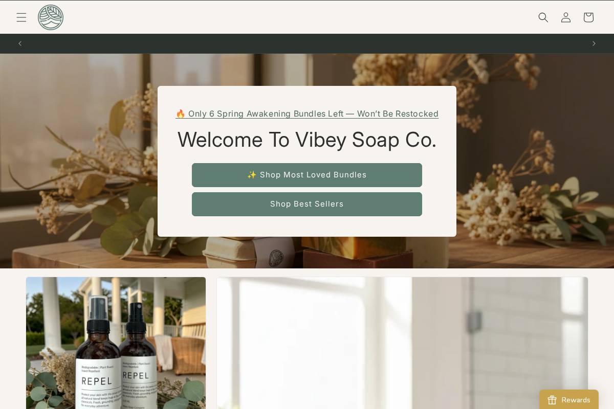 vibeysoapco.com homepage screenshot