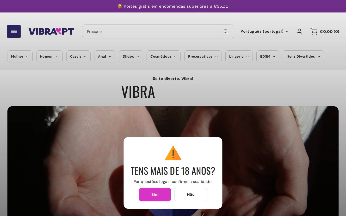 Sexshop Vibra.pt homepage screenshot