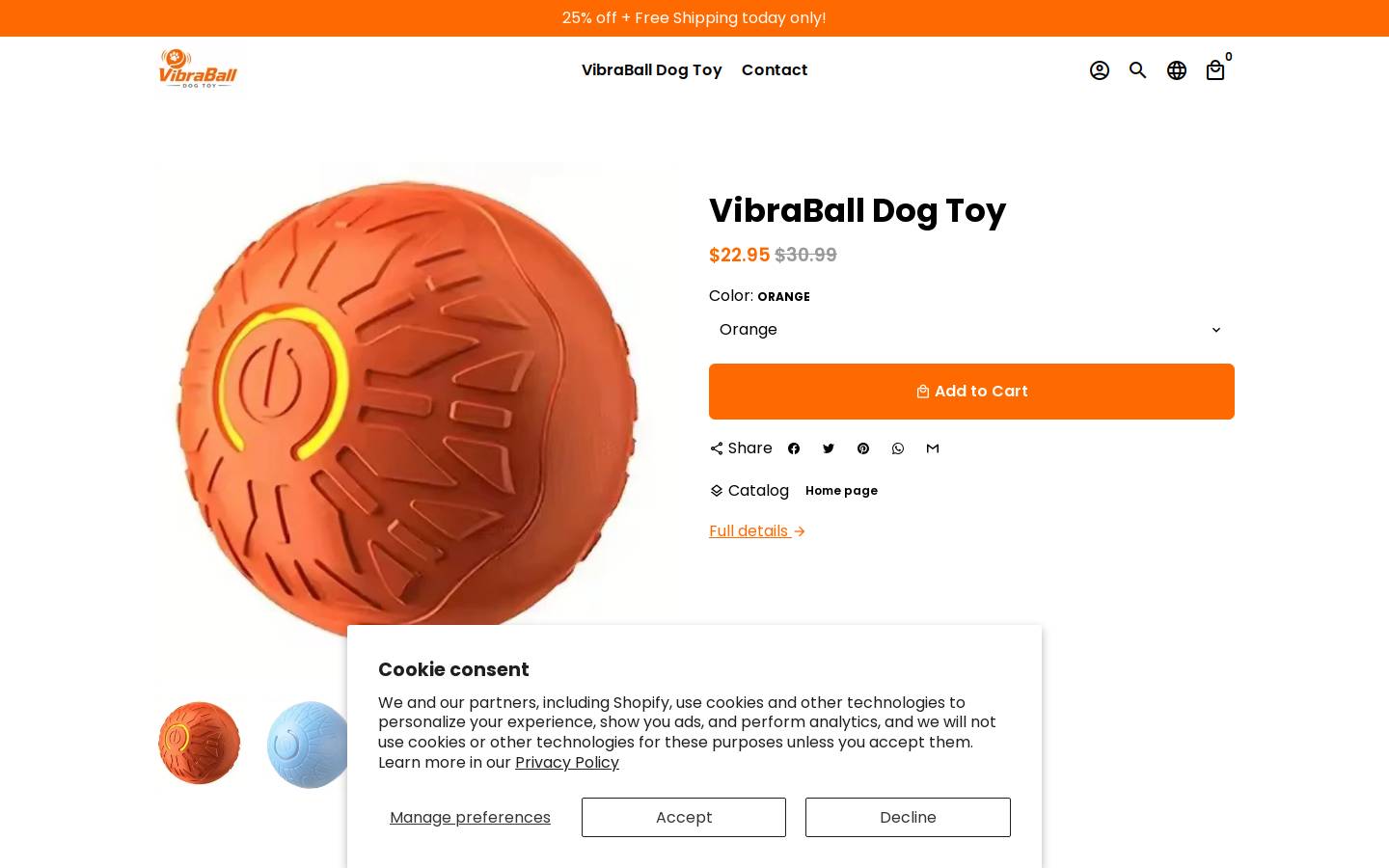 vibraballdogtoy.com homepage screenshot