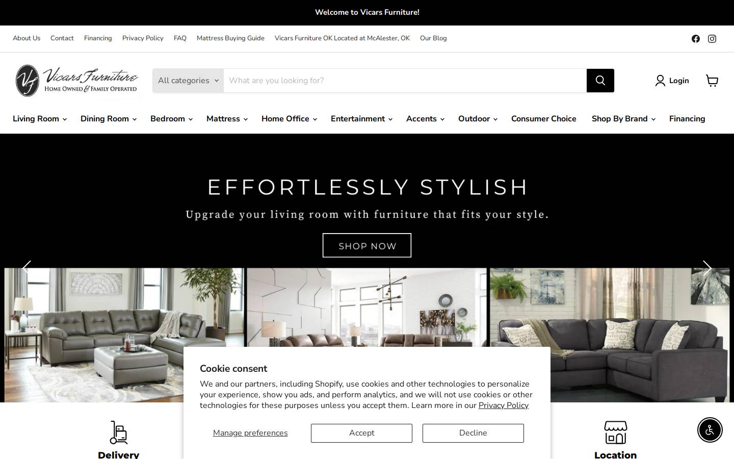 vicars-furniture.com homepage screenshot