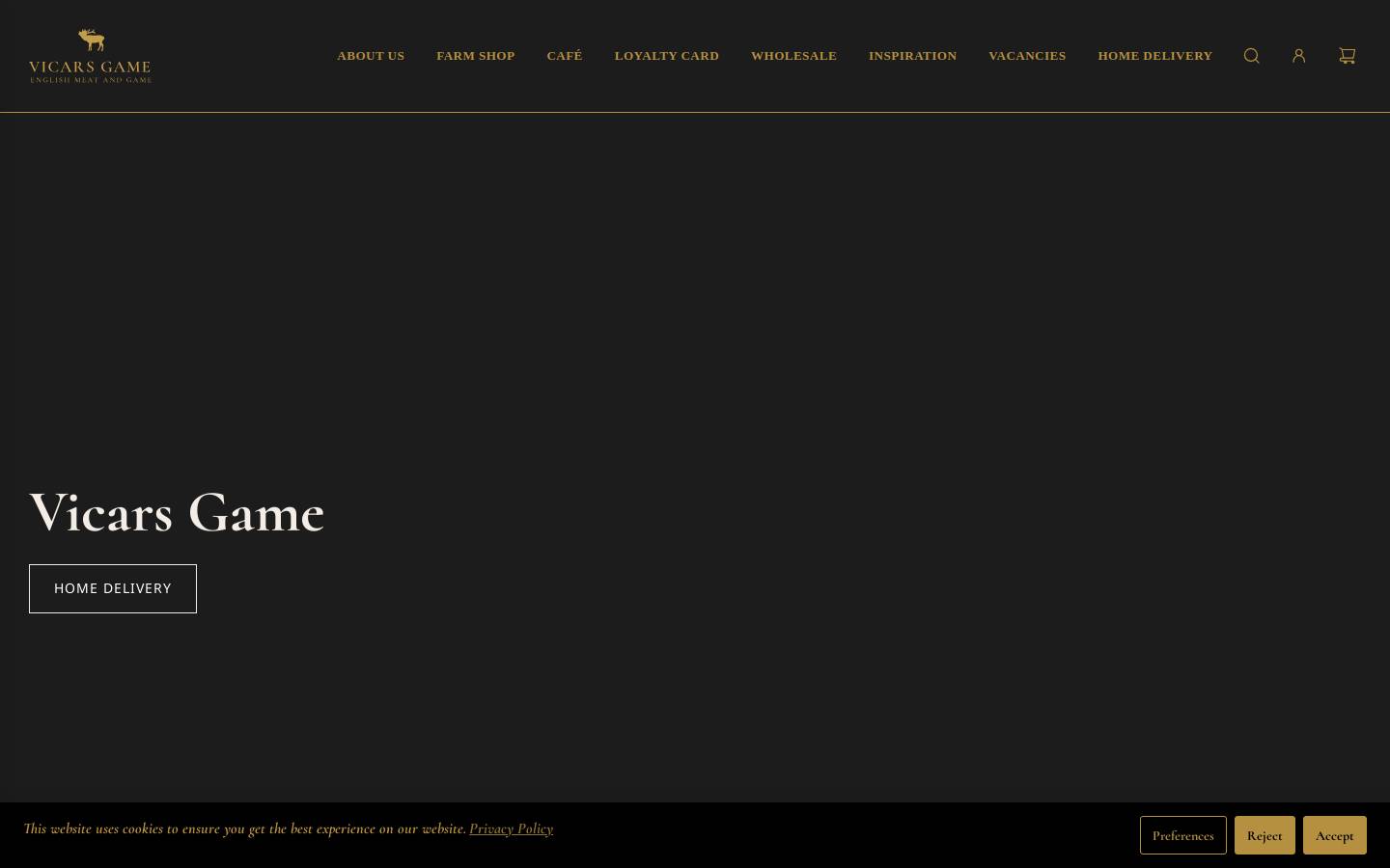 vicarsgame.co.uk homepage screenshot