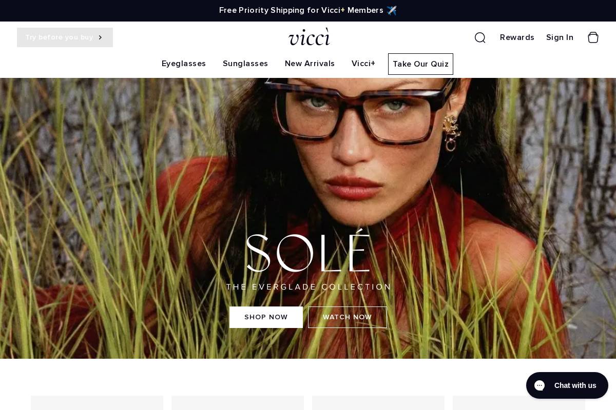 Vicci Eyewear homepage screenshot